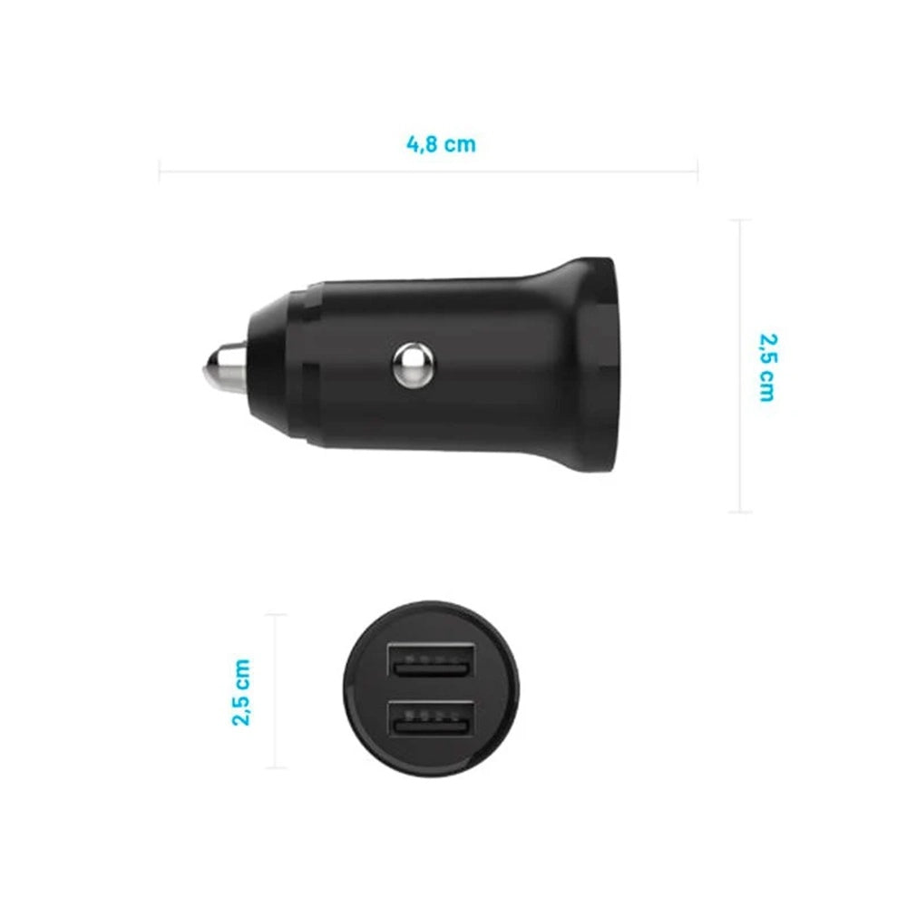 Auto-Ladegerät Fixed, 15.5W, 3A, 2 x USB-A, Schwarz
