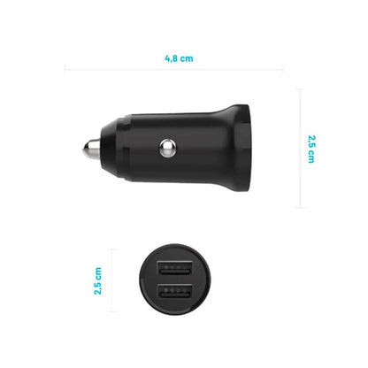 Auto-Ladegerät Fixed, 15.5W, 3A, 2 x USB-A, Schwarz