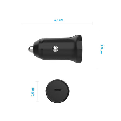 Auto-Ladegerät Fixed, 20W, 3A, 1 x USB-C, Schwarz
