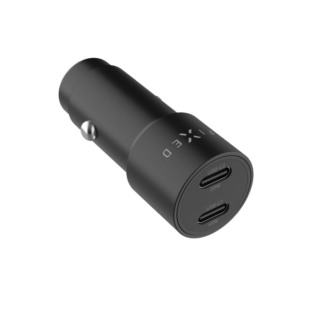 Auto-Ladegerät Fixed, 65W, 3A, 2 x USB-C, Schwarz