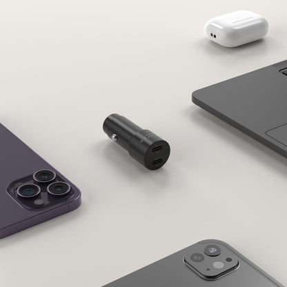 Auto-Ladegerät Fixed, 65W, 3A, 2 x USB-C, Schwarz