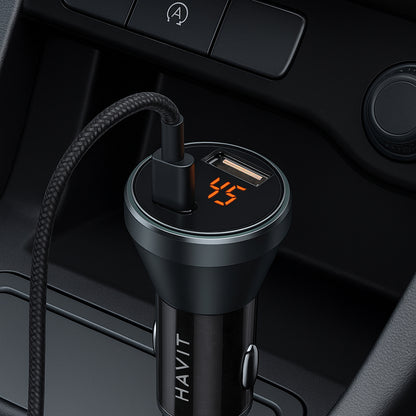 Auto-Ladegerät HAVIT CC2017, 45W, 3A, 1 x USB-A - 1 x USB-C, Schwarz Blau