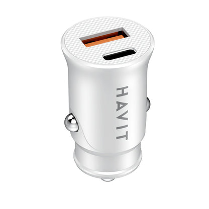 Auto-Ladegerät HAVIT CC2022, 20W, 3A, 1 x USB-A - 1 x USB-C, Weiß