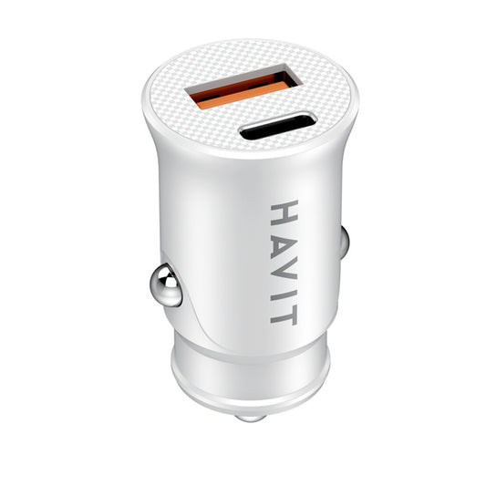 Auto-Ladegerät HAVIT CC2022, 20W, 3A, 1 x USB-A - 1 x USB-C, Weiß