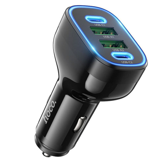 Car Charger HOCO Guide NZ11, 72W, 3A, 2 x USB-A - 2 x USB-C, Black 