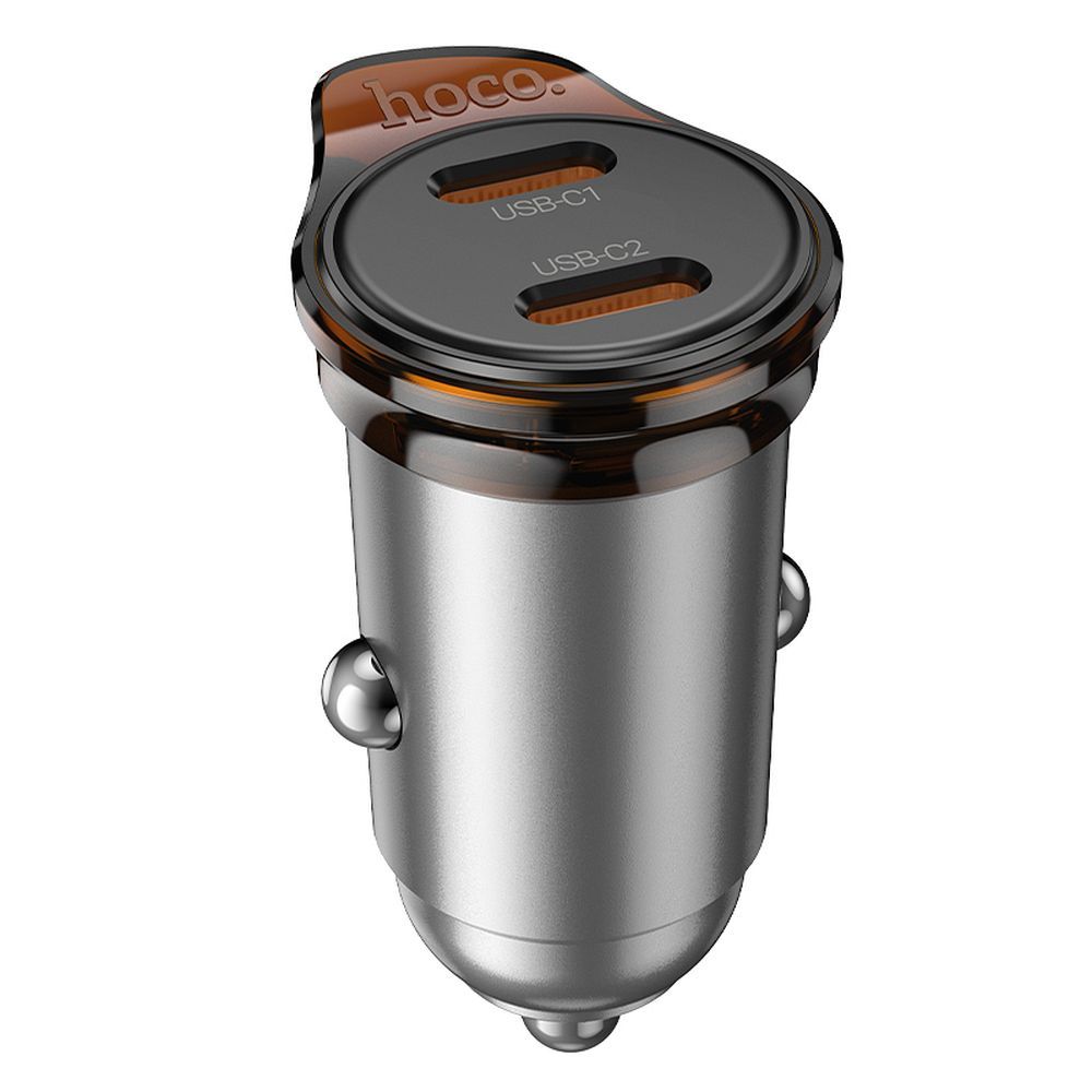Auto-Ladegerät HOCO NZ16B, 45W, 3A, 2 x USB-C, Grau