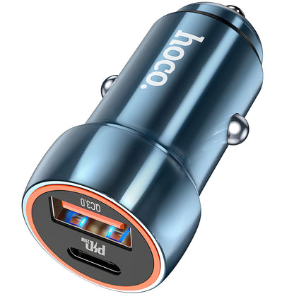Auto-Ladegerät HOCO Z46A, 20W, 3A, 1 x USB-A - 1 x USB-C, Blau