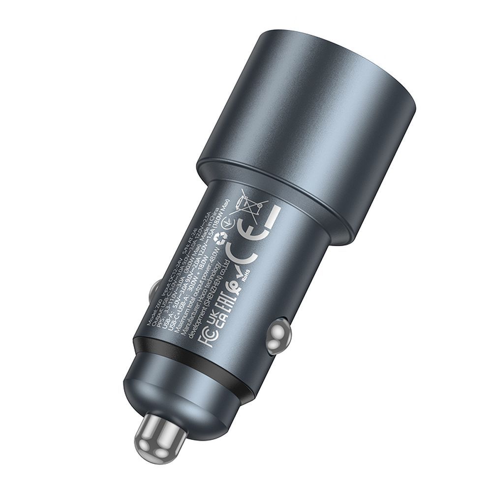 Auto-Ladegerät HOCO Z60, 48W, 3A, 1 x USB-A - 1 x USB-C, Schwarz