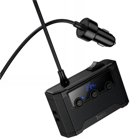 Auto-Ladegerät HOCO Z64, 15.5W, 3.1A, 2 x USB-A - 2 x USB-C - 3 x Zigarettenanzünder-Verlängerung, Schwarz