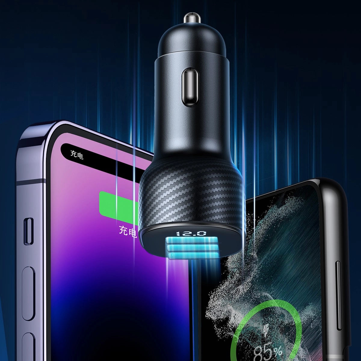 Joyroom JR-CCD04 Car Charger, 30W, 3A, 1 x USB-A - 2 x USB-C, Black