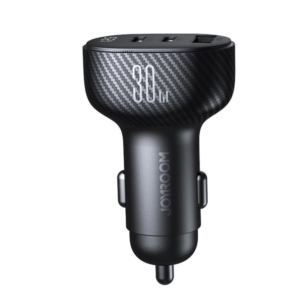 Joyroom JR-CCD04 Car Charger, 30W, 3A, 1 x USB-A - 2 x USB-C, Black