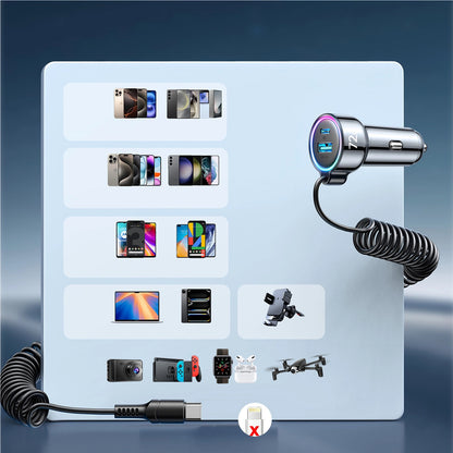 Auto-Ladegerät mit USB-C Kabel Joyroom JR-CL07, 72W, 3A, 1 x USB-A - 1 x USB-C, Schwarz