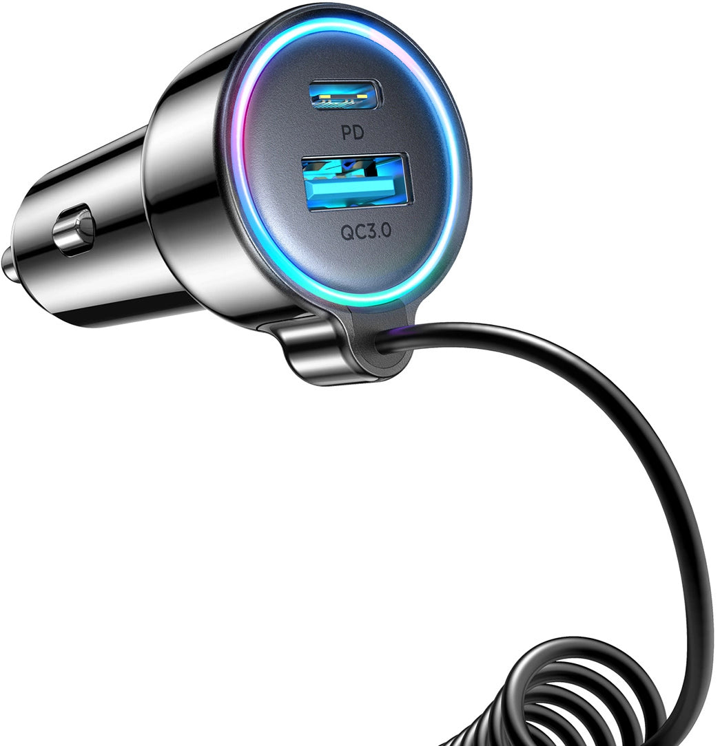 Auto-Ladegerät mit USB-C Kabel Joyroom JR-CL07, 72W, 3A, 1 x USB-A - 1 x USB-C, Schwarz