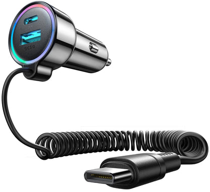 Auto-Ladegerät mit USB-C Kabel Joyroom JR-CL07, 72W, 3A, 1 x USB-A - 1 x USB-C, Schwarz