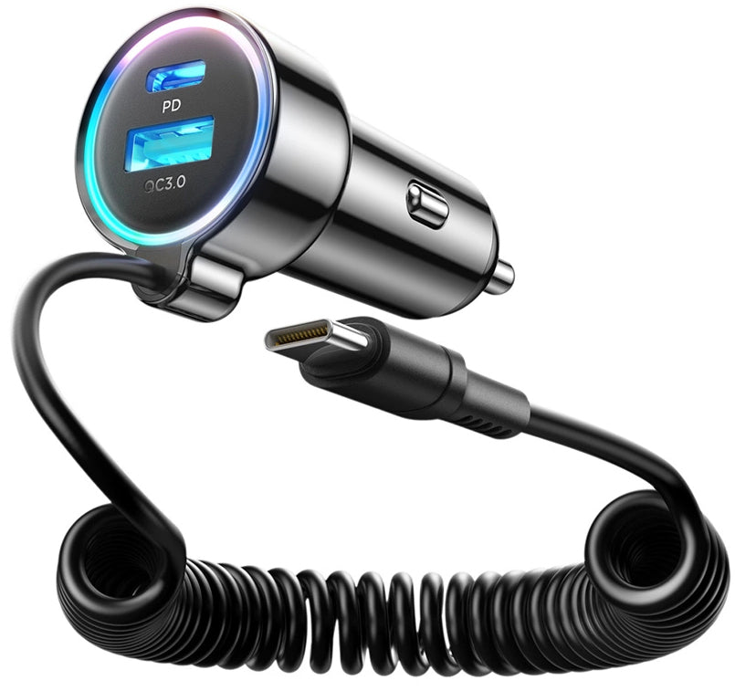 Auto-Ladegerät mit USB-C Kabel Joyroom JR-CL07, 72W, 3A, 1 x USB-A - 1 x USB-C, Schwarz