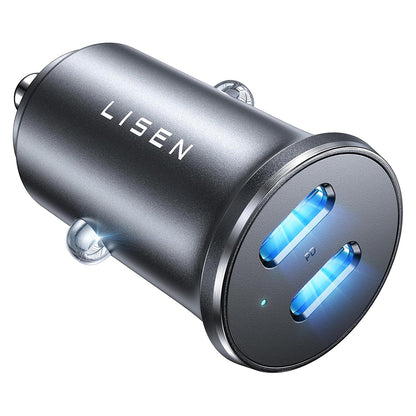Auto-Ladegerät Lisen, 45W, 3A, 2 x USB-C, Schwarz YL0223080007