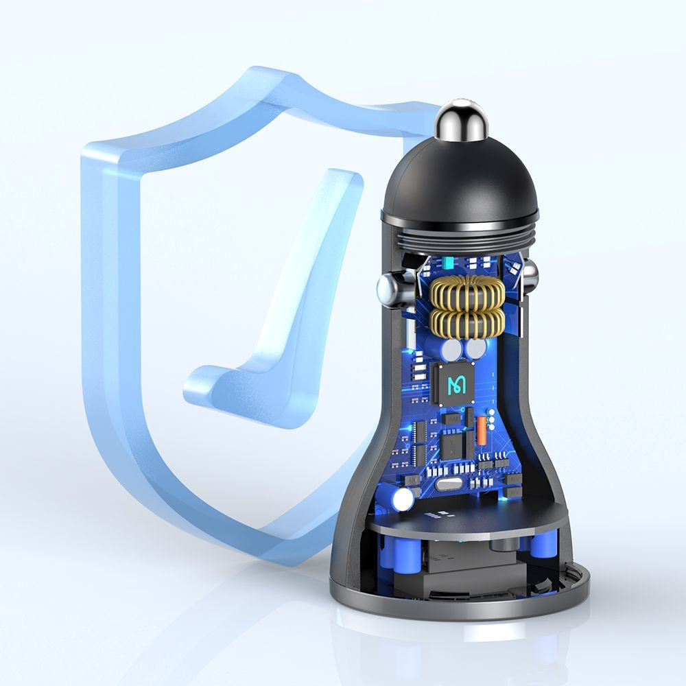 McDodo CC-5670 Auto Charger Display, 95W, 5A, 1 x USB-A - 1 x USB-C, Black