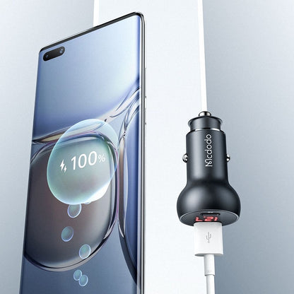 Auto-Ladegerät McDodo CC-7030 Display, 45W, 5A, 1 x USB-A - 1 x USB-C, Schwarz
