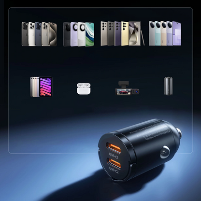 Orico MiniRing Auto-Ladegerät, 30W, 3A, 2 x USB-C, Schwarz