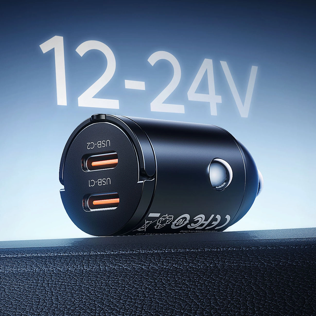 Orico MiniRing Auto-Ladegerät, 30W, 3A, 2 x USB-C, Schwarz