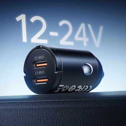 Orico MiniRing Auto-Ladegerät, 30W, 3A, 2 x USB-C, Schwarz