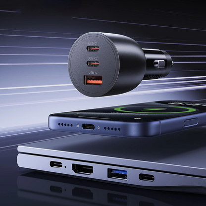 Orico PowerLink Auto-Ladegerät, 165W, 5A, 1 x USB-A - 2 x USB-C, Schwarz
