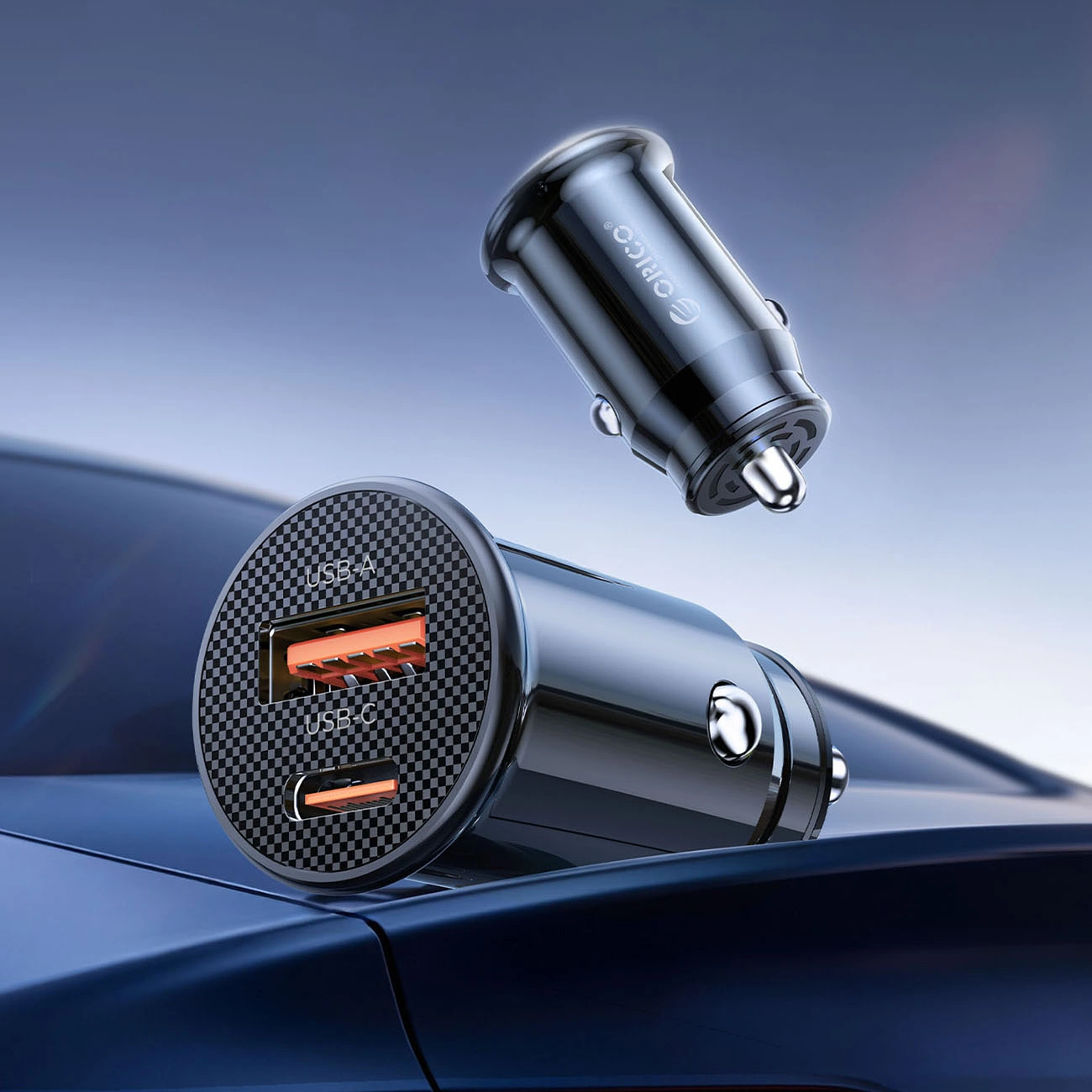 Orico PowerMini Auto-Ladegerät, 30W, 3A, 1 x USB-A - 1 x USB-C, Schwarz