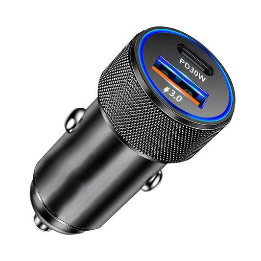 Auto-Ladegerät Techsuit C2 VoltDuo, 30W, 3A, 1 x USB-A - 1 x USB-C, Schwarz