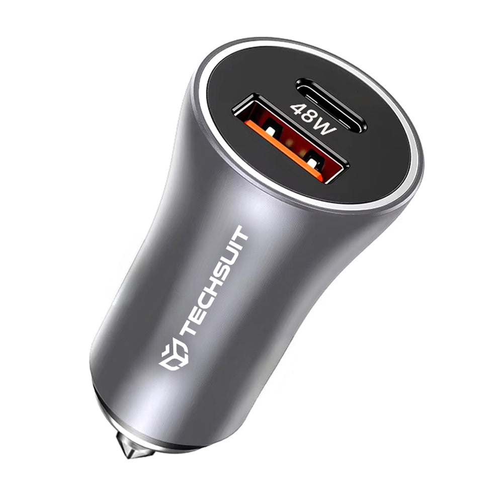 Auto-Ladegerät Techsuit C3 RescueVolt, 48W, 3A, 1 x USB-A - 1 x USB-C, Grau