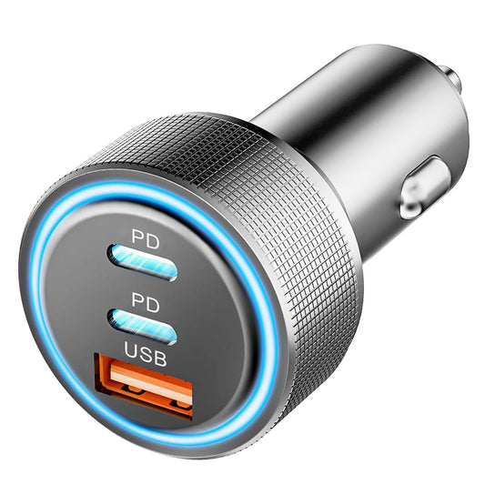 Auto-Ladegerät Techsuit C6 DriveBoost, 60W, 3A, 1 x USB-A - 2 x USB-C, Silber