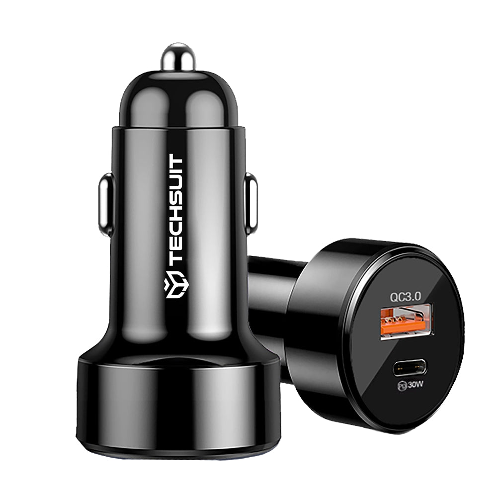 Techsuit TE-P31 Premium Car Charger, 48W, 3A, 1 x USB-A - 1 x USB-C, Black