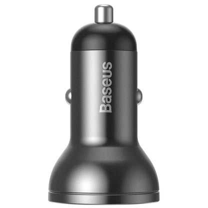 Baseus Digital Display Car Charger, 24W, 2.4A, 2 x USB-A, Gray CCBX-0G