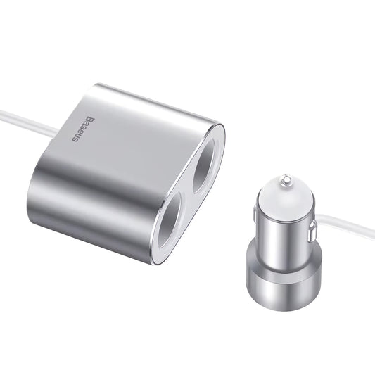 Baseus Hochleistungs-Autoladegerät, 95W, 2.1A, 2 x Zigarettenanzünder-Verlängerung - 2 x USB-A, Silber CRDYQ-0S 