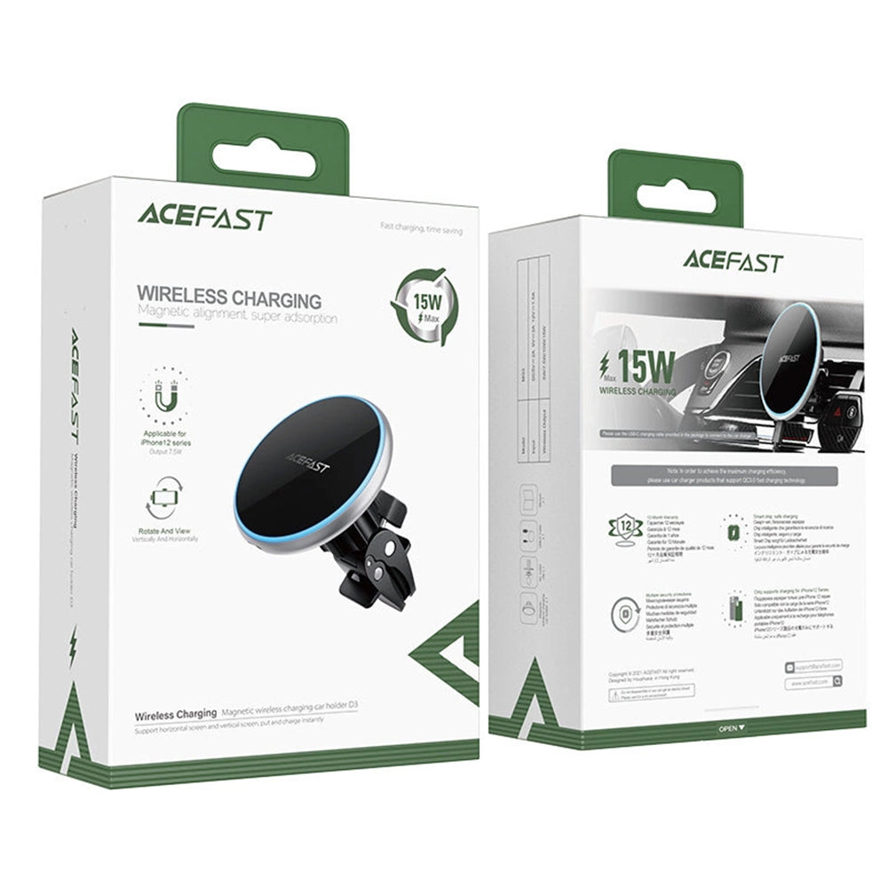 Kfz-Wireless-Ladegerät Acefast D3, 15W, 1.67A, Silber