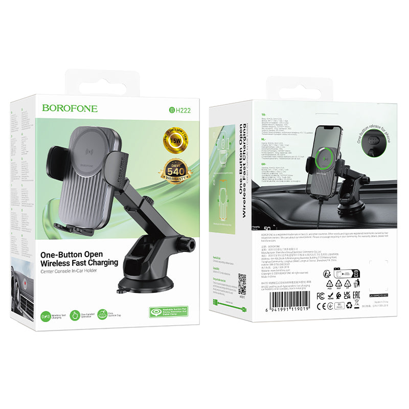 Kfz-Wireless-Ladegerät Borofone BH222 Leading, 15W, 1.67A, Schwarz