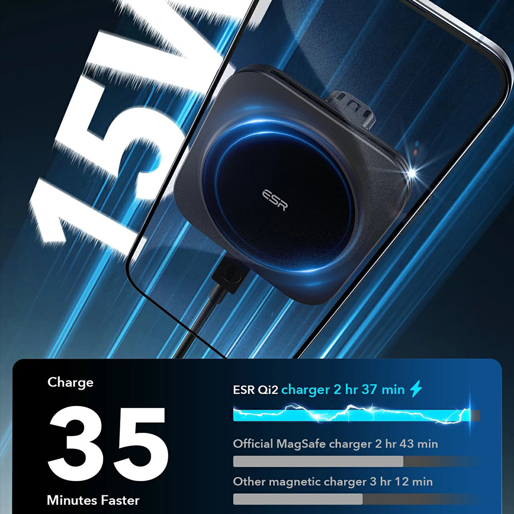 Kfz-Wireless-Ladegerät ESR HaloLock Vent, 15W, 1.67A, Schwarz