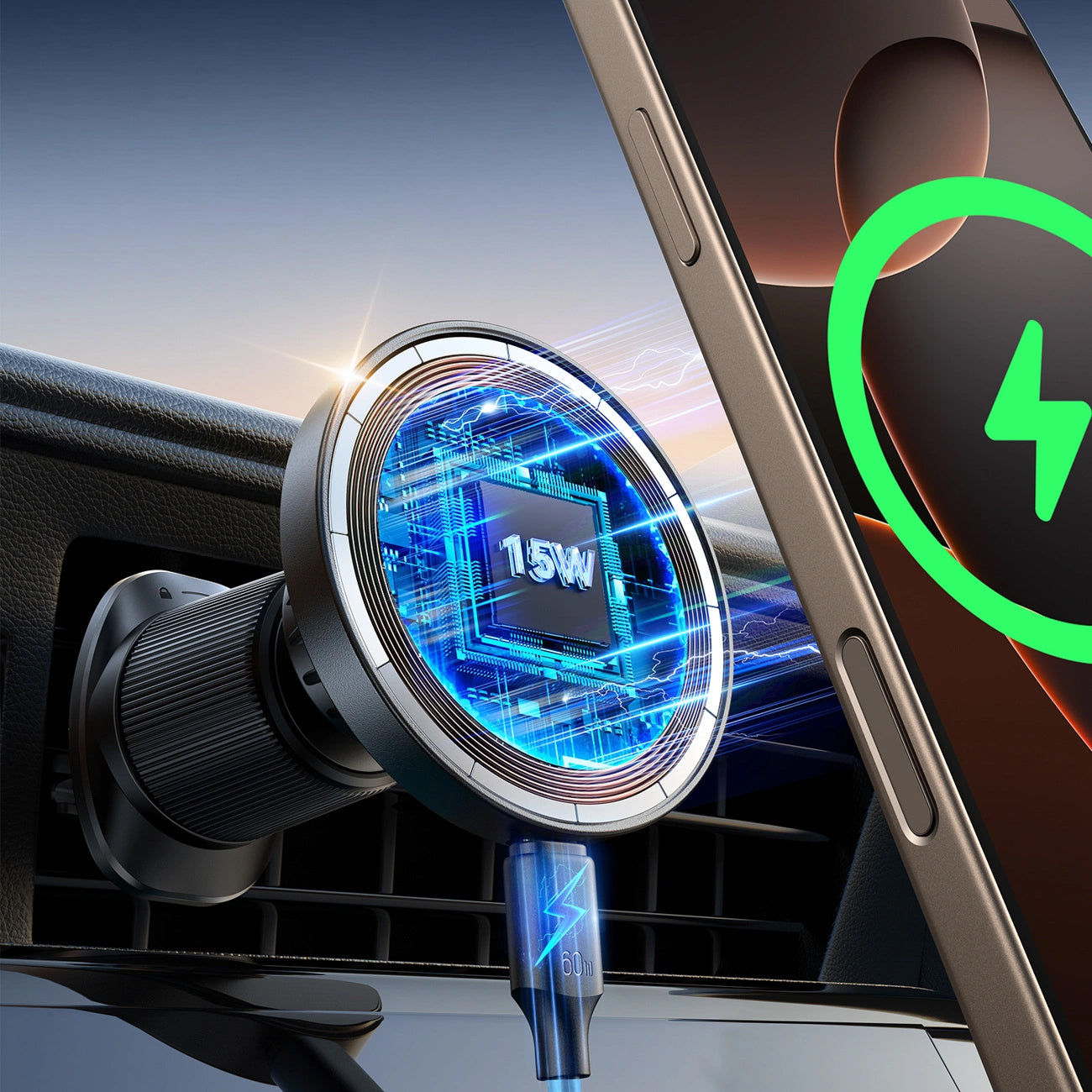 Joyroom JR-ZS502 Wireless Car Charger, 15W, 1.67A, Black