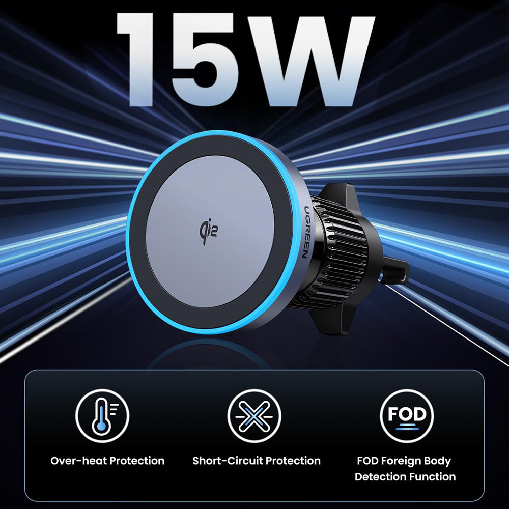 UGREEN W708 Kfz-Wireless-Ladegerät, 15W, 1.67A, Schwarz