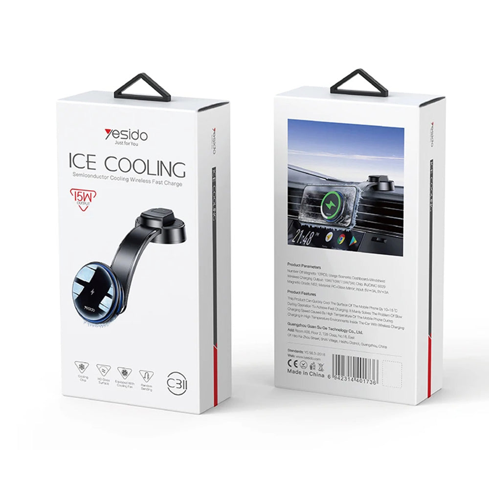 Kfz-Wireless-Ladegerät Yesido C311, 15W, 1.67A, Schwarz