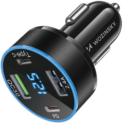 WZK WDCCB Car Charger, 50W, 3A, 2 x USB-A - 2 x USB-C, Black