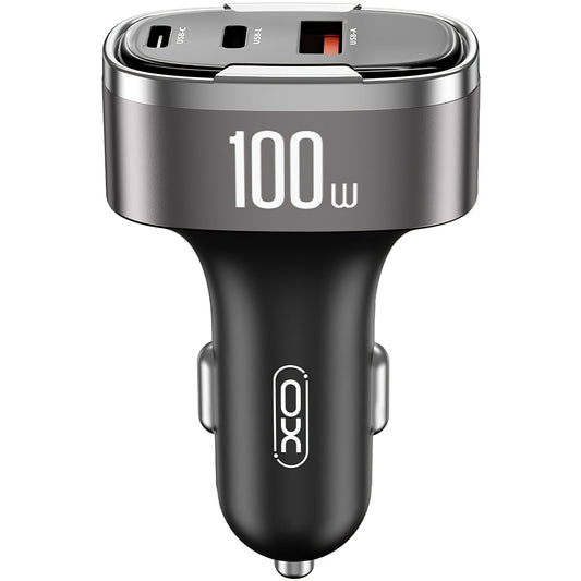 Auto-Ladegerät XO Design CC61, 100W, 3A, 1 x Lightning - 1 x USB-A - 1 x USB-C, Grau