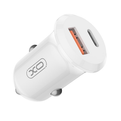 Auto-Ladegerät XO Design CC69, 30W, 3A, 1 x USB-A - 1 x USB-C, Weiß