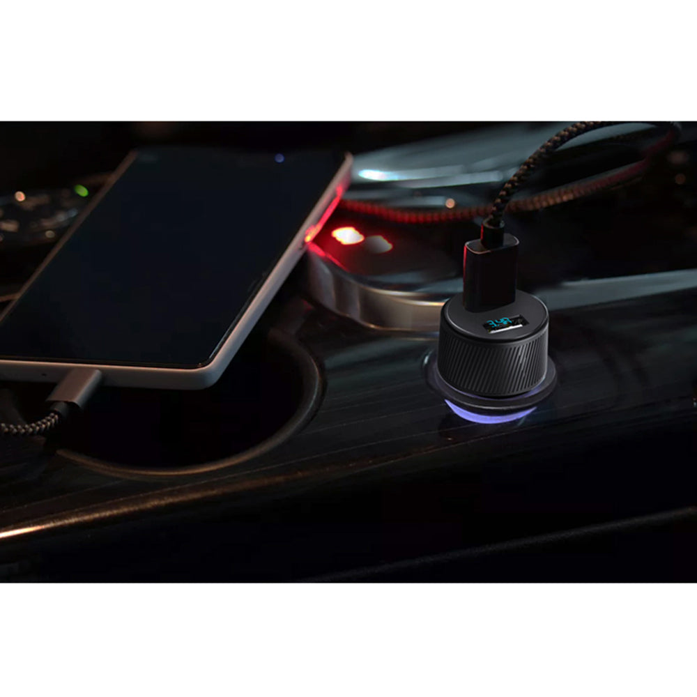 Yesido Y31 Auto Charger Display, 18W, 3A, 2 x USB-A, Black