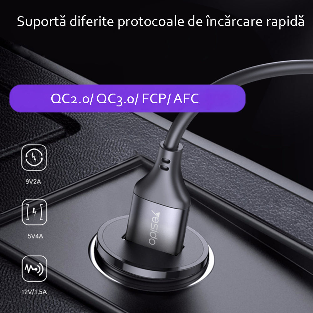 Auto-Ladegerät Yesido Y38, 18W, 3A, 1 x USB-A, Schwarz
