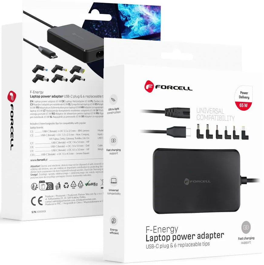 Forcell F-Energy E856 Ladegerät, 65W, Schwarz