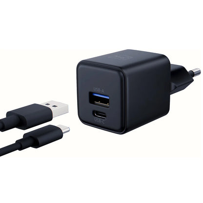 Netzladegerät 3MK Hyper, 20W, 3A, 1 x USB-A - 1 x USB-C, Schwarz
