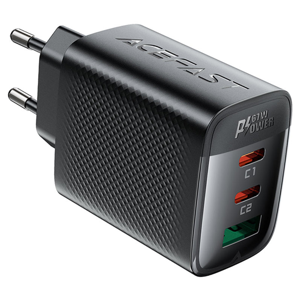 Netzladegerät Acefast A108, 67W, 3A, 1 x USB-A - 2 x USB-C, Schwarz