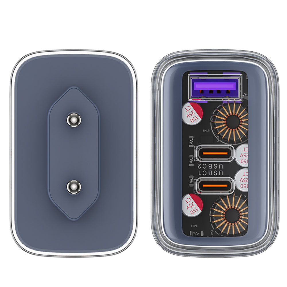 Netzladegerät Acefast A45 Exploration, 65W, 3.25A, 1 x USB-A - 2 x USB-C, Grau