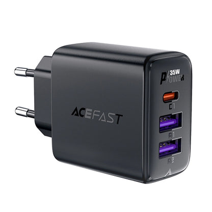 Netzladegerät Acefast A57, 35W, 3A, 2 x USB-A - 1 x USB-C, Schwarz