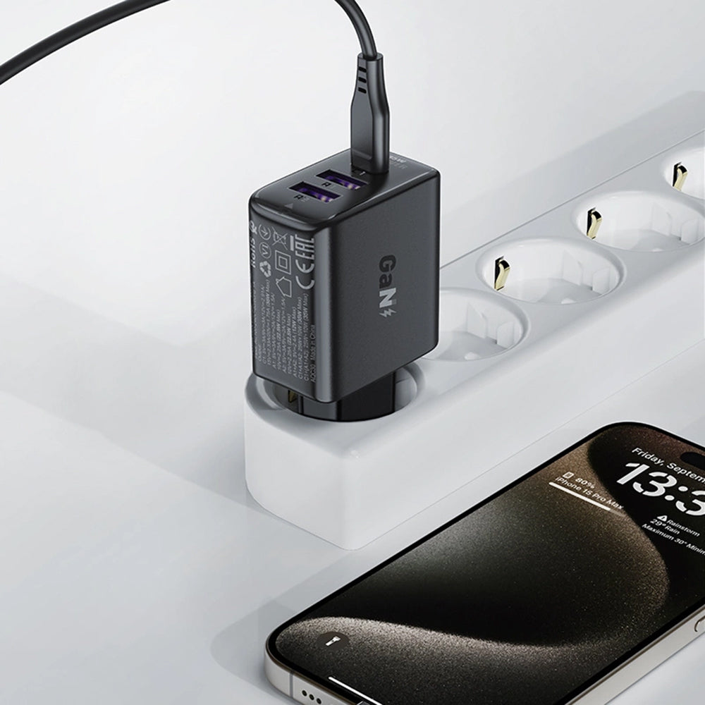 Netzladegerät Acefast A57, 35W, 3A, 2 x USB-A - 1 x USB-C, Schwarz